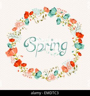 Couronne de printemps composition de fleurs Illustration de Vecteur