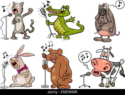 Chanter ensemble animaux cartoon illustration Illustration de Vecteur