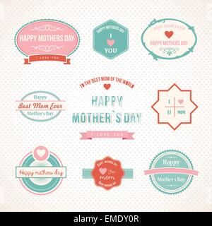 Retro design set label Fête des Mères Illustration de Vecteur