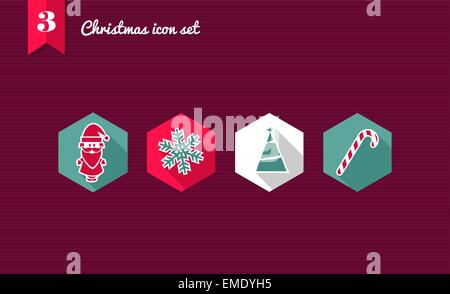 Joyeux Noël télévision icons set Illustration de Vecteur