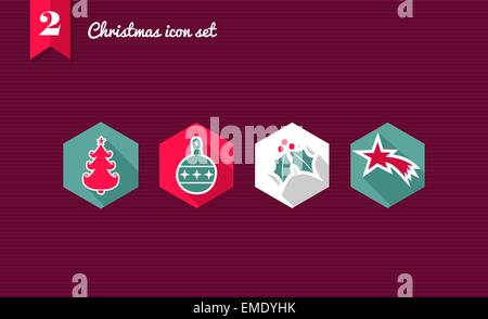 Joyeux Noël télévision icons set Illustration de Vecteur