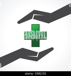 Illustration de l'enregistrer avec heartbeat family and medical concept icône Illustration de Vecteur