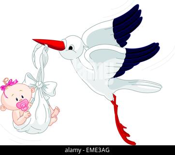 Cigogne et bébé Illustration de Vecteur