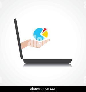 Hand holding business graph vient de l'écran de l'ordinateur portable stock vector Illustration de Vecteur