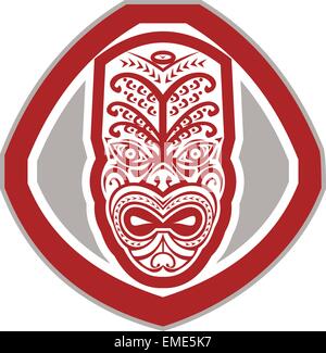 Visage Masque Maori rétro Protection avant Illustration de Vecteur