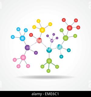 Couleur chimique 3d structure atomique molécule modèle vector illustration Illustration de Vecteur