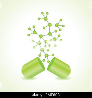 3d eco structure atomique chimique avec la capsule molécule modèle vector illustration Illustration de Vecteur