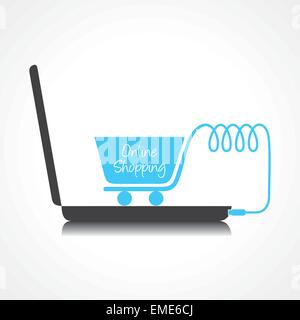 Magasinage en ligne concept avec panier et vecteur stock Illustration de Vecteur
