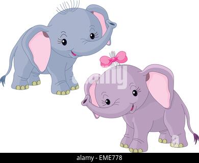 Deux bébés éléphants Illustration de Vecteur