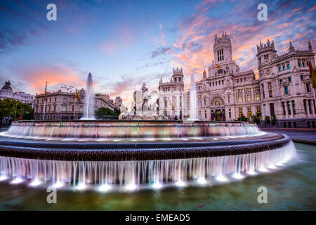 Madrid, Espagne à Plaza de Cibeles. Banque D'Images
