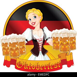 Conception fille Oktoberfest Illustration de Vecteur