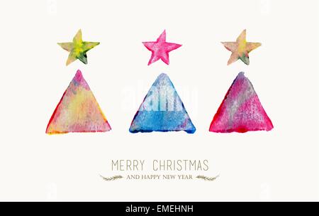 Joyeux Noël carte de vœux aquarelle de pine tree Illustration de Vecteur