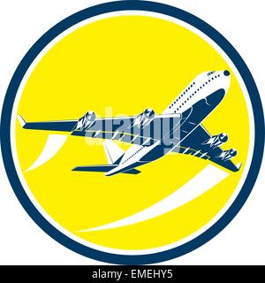 Avion à réaction commerciaux Airline Retro Circle Illustration de Vecteur
