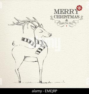 La main de rennes de Noël unique illustration Illustration de Vecteur