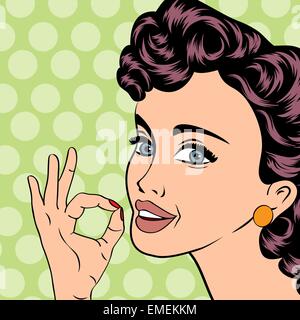 Pop art retro cute woman in comics style Illustration de Vecteur