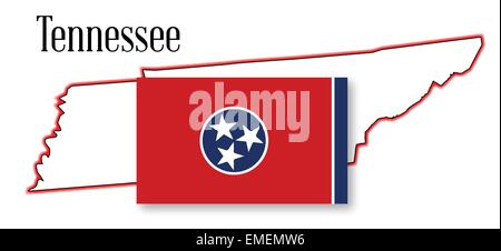 Carte de l'État du Tennessee et d'un drapeau Illustration de Vecteur