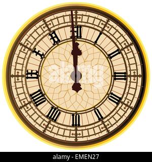 Big Ben minuit de l'horloge Illustration de Vecteur