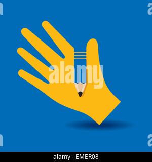 Main humaine avec symbole crayon vecteur stock concept Illustration de Vecteur