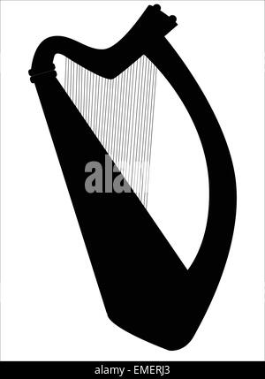 Harpe irlandaise en Silhouette Illustration de Vecteur