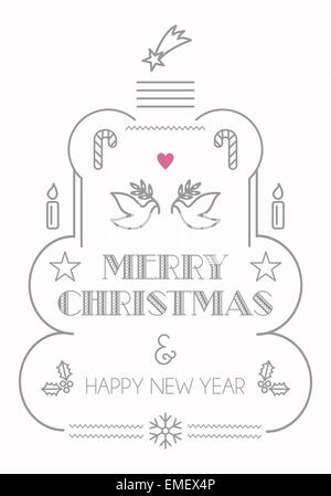 Joyeux Noël carte icônes de ligne Illustration de Vecteur