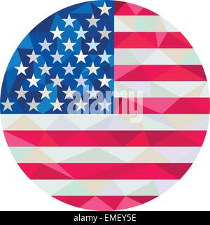 USA Flag Stars and Stripes Circle Polygone faible Illustration de Vecteur