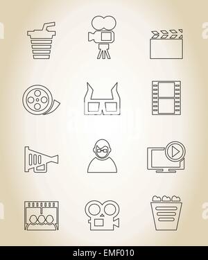 L'icône Contour Film Illustration de Vecteur