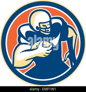 Joueur de football américain d'exécution Retro Circle Illustration de Vecteur