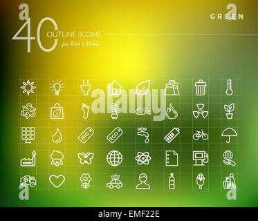 Aperçu de l'environnement vert icons set Illustration de Vecteur