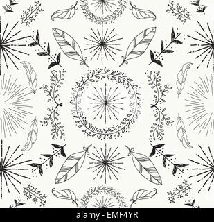 Abstract floral motif plume et transparente Illustration de Vecteur