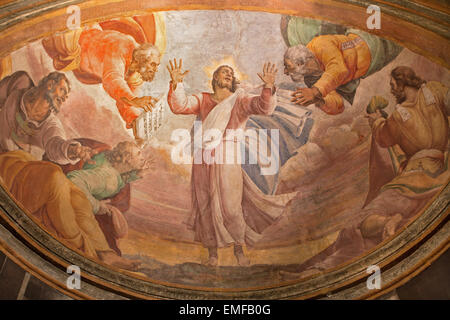 ROME, ITALIE - 27 mars 2015 : la Transfiguration sur le mont Thabor, fresque à l'église Santa Maria dell'Anima Banque D'Images