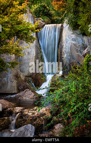 Cascade et rochers au jardin japonais. Monte Carlo, Monaco. Banque D'Images