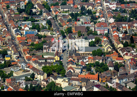 Vue aérienne du quartier de Neckarau, Mannheim, Bade-Wurtemberg, Allemagne Banque D'Images