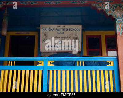 La peinture de l'école Lukla au Népal Asie Banque D'Images