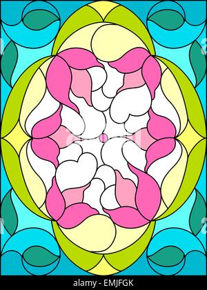 Composition de fleurs. Modèle floral pour vitrail. Illustration de Vecteur