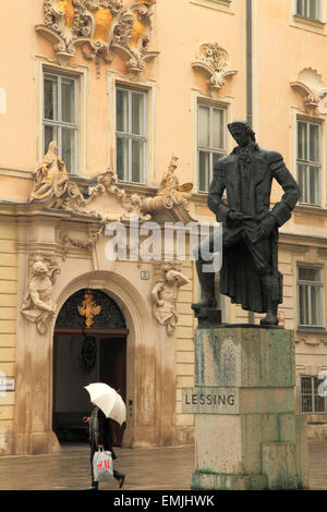 L'Autriche, Vienne, Judenplatz, Lessing statue, l'architecture historique, Banque D'Images