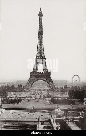 La Tour Eiffel, Exposition Universelle, Paris, France, 1900, carte du Cabinet Banque D'Images