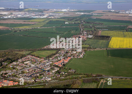 Vue aérienne du village de Lincolnshire près de Grimsby, Royaume-Uni Stallingborough Banque D'Images