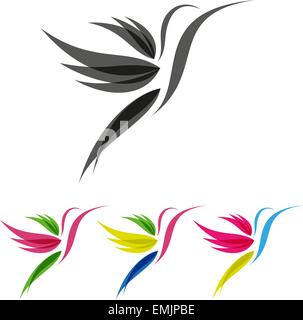 Couleurs tropicales vecteur stylisé Colibris Modèle pour la conception de logo Illustration de Vecteur
