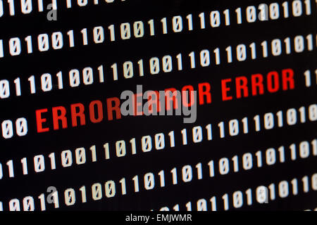 Message d'erreur sur l'écran de l'ordinateur Banque D'Images