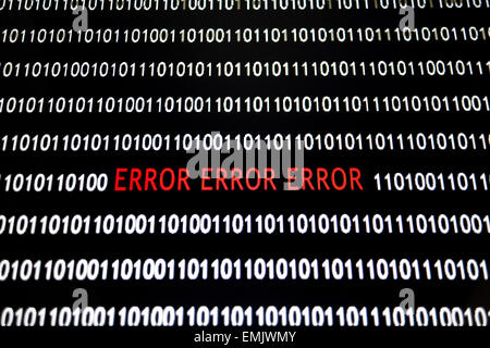 Message d'erreur sur l'écran de l'ordinateur Banque D'Images