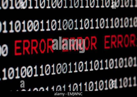 Message d'erreur sur l'écran de l'ordinateur Banque D'Images