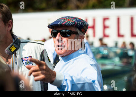 CHICHESTER, ANGLETERRE - du 12 au 14 septembre 2014 : courses de Formule un legend Sir Jackie Stewart est considéré à l'Goodwood Revival. La renaissance célèbre l'âge d'or de motorsport au Goodwood Motor Circuit, de 1948 à 1966. Banque D'Images