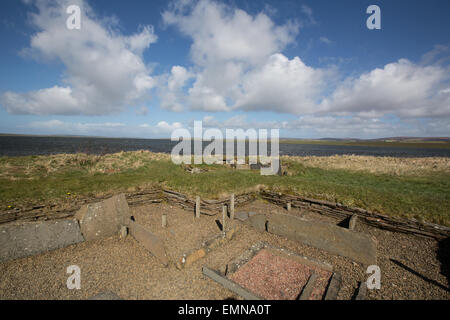 Règlement Néolithique Barnhouse à côté les pierres de Stenness, Orkney Banque D'Images