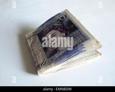 Une liasse d'EnglishTwenty Pound notes. Banque D'Images