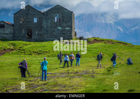 Ferme abandonnée (Vidbordssel), Islande, Hornafjordur Banque D'Images