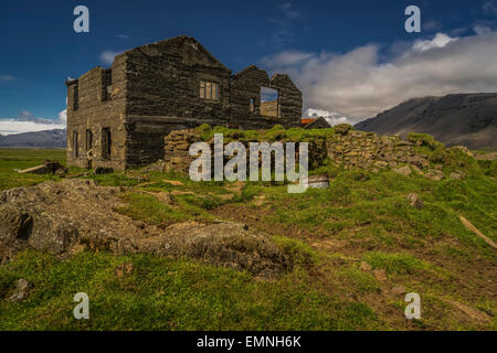 Ferme abandonnée (Vidbordssel), Islande, Hornafjordur Banque D'Images