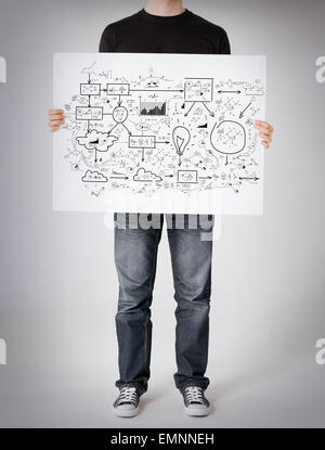 Man grand plan sur tableau blanc Banque D'Images