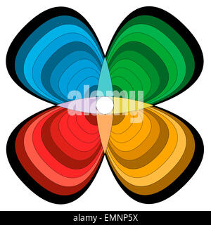 Fleur de trèfle - symbole quadripartite - couleurs de base - illustration - fond blanc. Banque D'Images