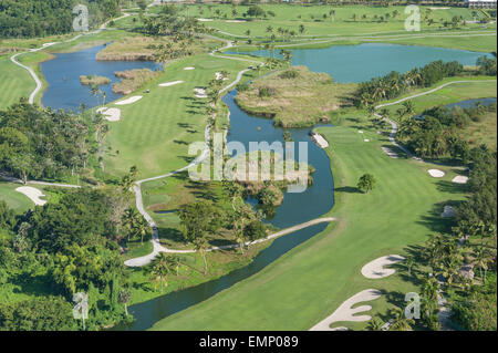 Vue aérienne de golf à Punta Cana, République dominicaine. Banque D'Images