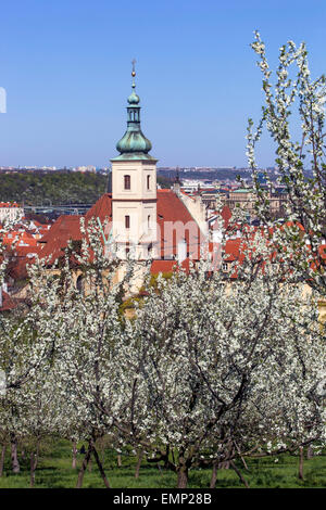 Église Notre Dame de l'Enfant Jésus (victorieux) de fleurs de la colline de Petrin, petite ville, Prague, République Tchèque Banque D'Images